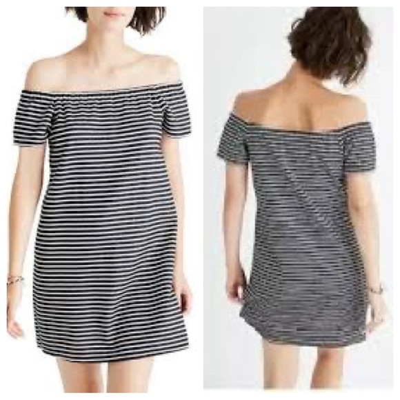 Madewell Melody Striped Off the Shoulder Dress G6472 - Picture 3 of 9